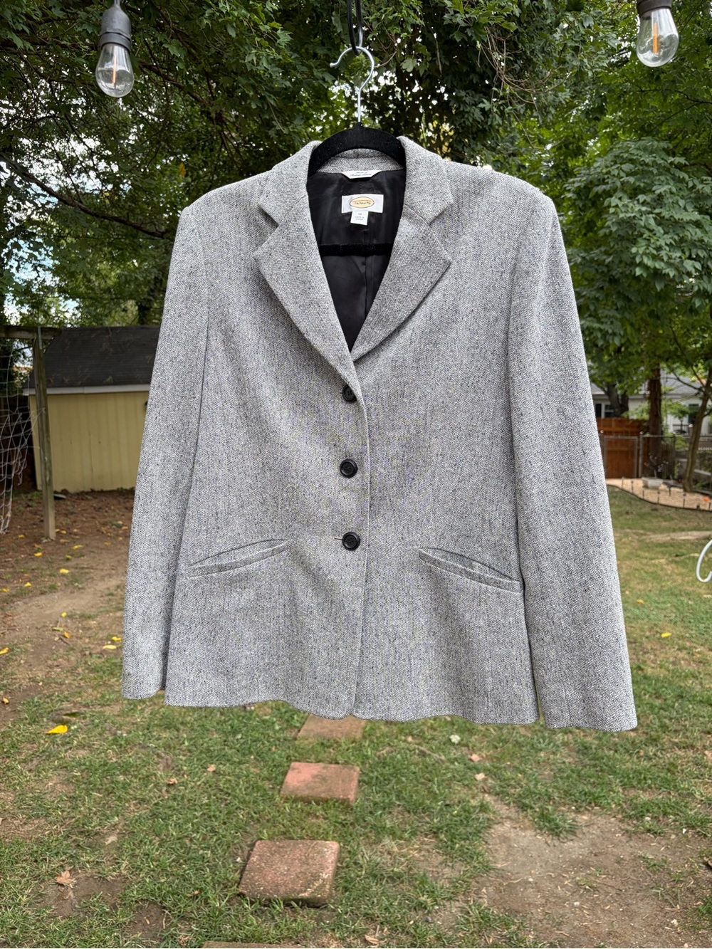 Talbots Italian Fabric Wool Silk Herringbone Blazer Jacket Women’s 10 Gray